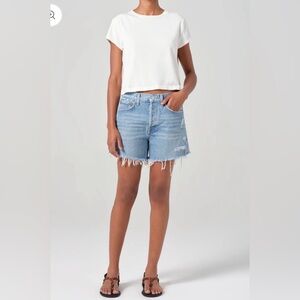 Agolde Parker Long Denim Cut Off Shorts - Sz 29